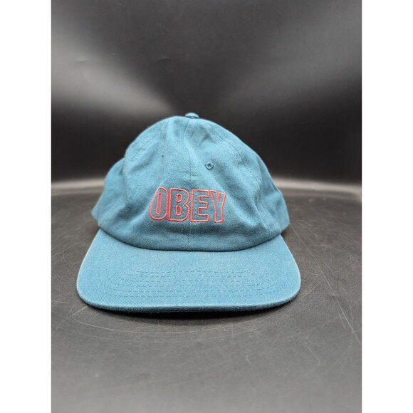 OBEY Hat Snapback Cap TEAL Embroidered Logo Skate Streetwear WORLDWIDE - Picture 1 of 6